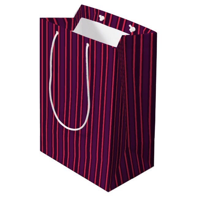 Plum and red candy stripes medium gift bag (Back Angled)