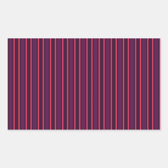 Plum and red candy stripes rectangular sticker (Front)