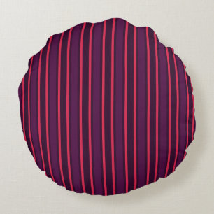 Plum and red candy stripes round cushion