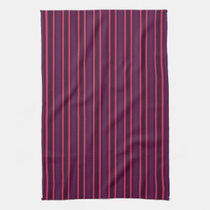 Plum and red candy stripes tea towel
