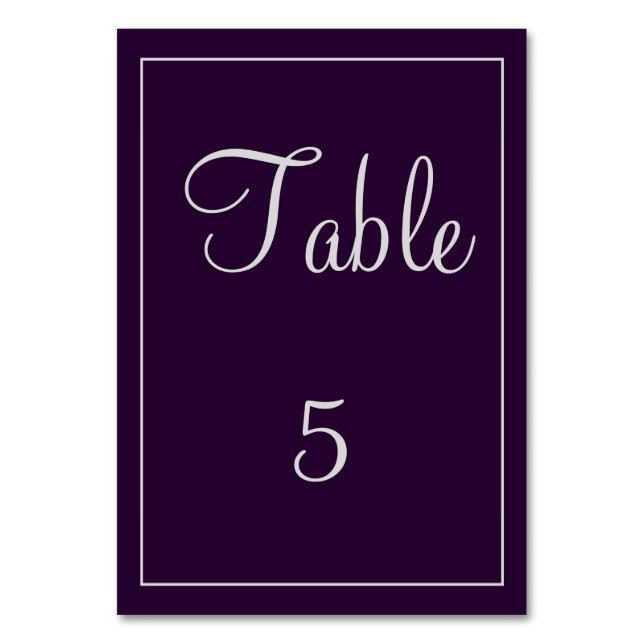 Plum and Silver Classy Table Number (Front)