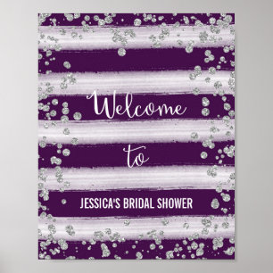 Plum and Silver Welcome Poster Print