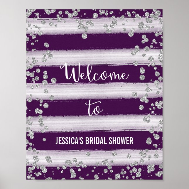 Plum and Silver Welcome Poster Print (Front)