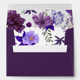 Plum and Violet Elegant Floral Wedding Envelopes