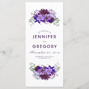 Plum and Violet Purple Floral Wedding Programs Programme