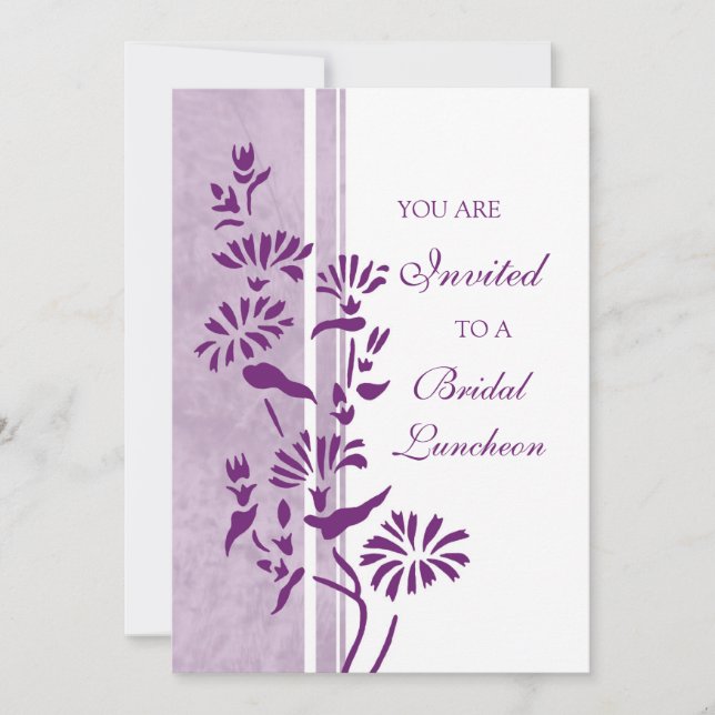 Plum and White Bridal Luncheon Invitation Cards (Front)