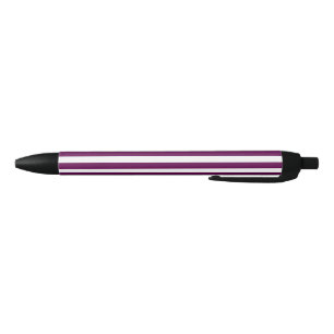 Plum and white candy stripes black ink pen