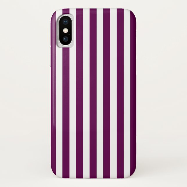 Plum and white candy stripes Case-Mate iPhone case (Back)