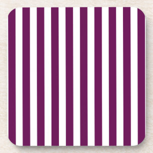 Plum and white candy stripes coaster