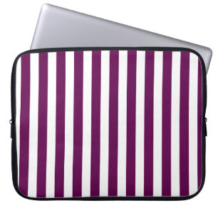 Plum and white candy stripes laptop sleeve