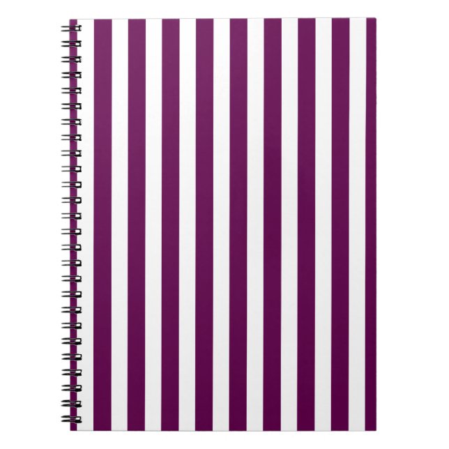 Plum and white candy stripes notebook (Front)