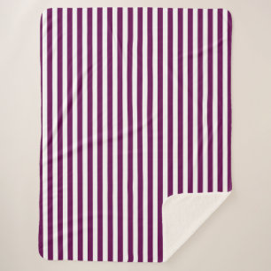 Plum and white candy stripes sherpa blanket