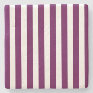 Plum and white candy stripes stone coaster