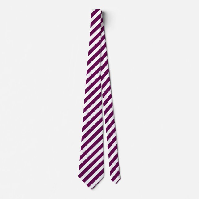 Plum and white candy stripes tie (Front)