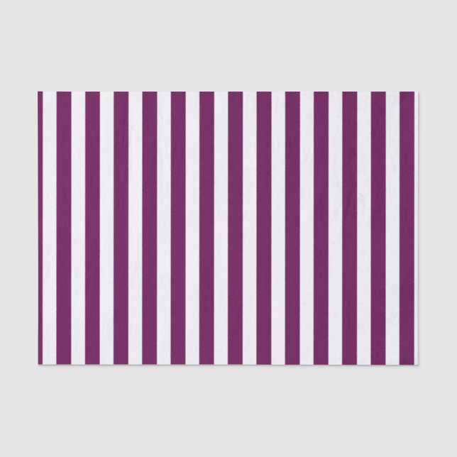 Plum and white candy stripes tissue paper (Front)