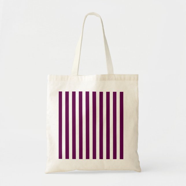 Plum and white candy stripes tote bag (Front)