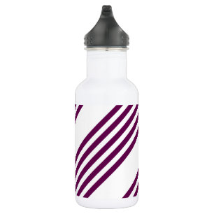 Plum and white five stripe pattern 532 ml water bottle