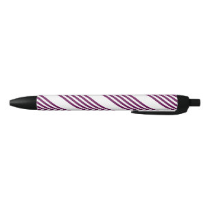 Plum and white five stripe pattern black ink pen