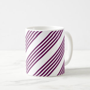 Plum and white five stripe pattern coffee mug