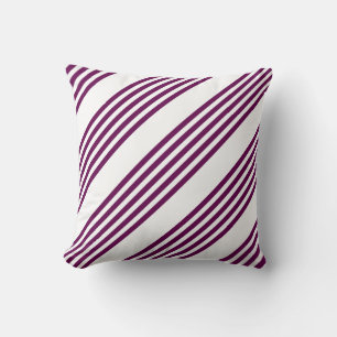 Plum and white five stripe pattern cushion