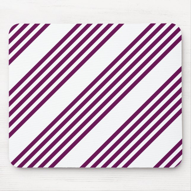 Plum and white five stripe pattern mouse mat (Front)