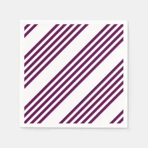 Plum and white five stripe pattern napkin