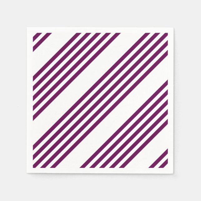 Plum and white five stripe pattern napkin (Front)