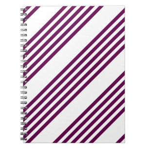 Plum and white five stripe pattern notebook