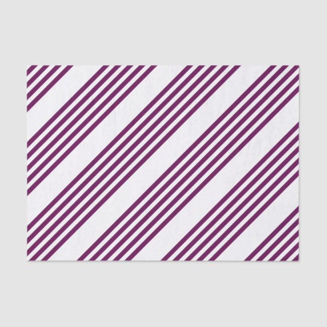 Plum and white five stripe pattern tissue paper (Front)
