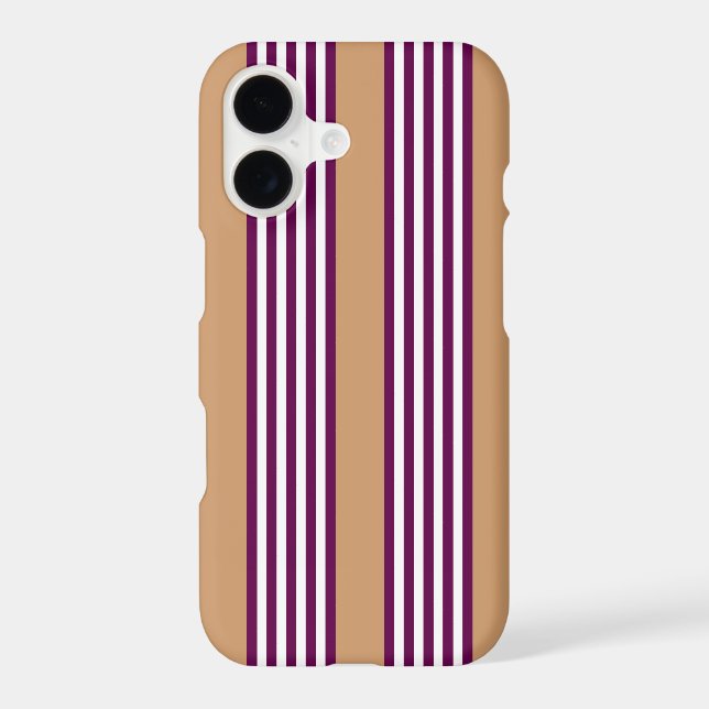 Plum and white five stripes pattern with tan (Back)
