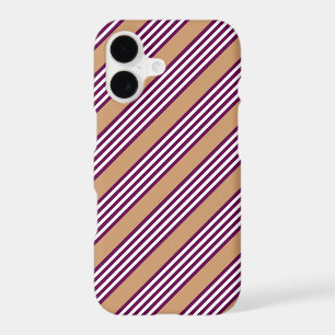 Plum and white five stripes pattern with tan