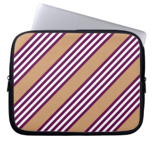Plum and white five stripes pattern with tan laptop sleeve