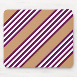 Plum and white five stripes pattern with tan mouse mat