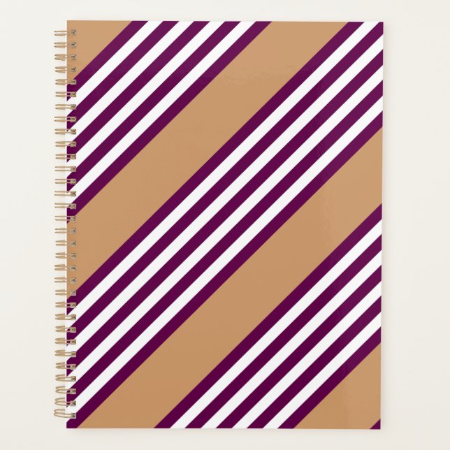 Plum and white five stripes pattern with tan planner (Front)