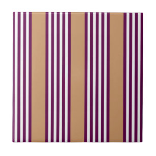 Plum and white five stripes pattern with tan tile