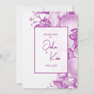 Plum and White Orchids Wedding  Invitation
