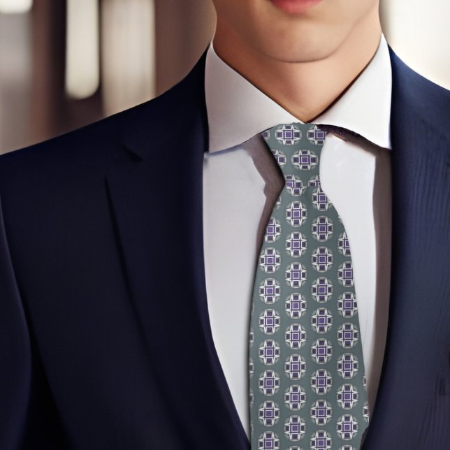 Plum and White Patterned Dots on Sage Tie (Creator Uploaded)