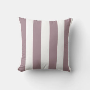 Plum and White Striped Cushion