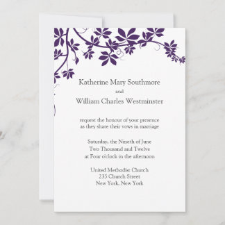 Plum And White Wedding Invitations