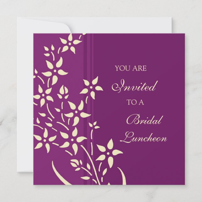 Plum and Yellow Bridal Luncheon Invitation Cards (Front)