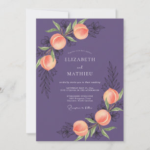 Plum Apricot Fruit Eucalyptus Wedding Invitation
