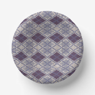 PLUM ARGYLE KNIT 7" Paper Bowls Plate