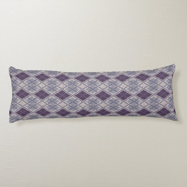 PLUM ARGYLE KNIT Body Pillow (Back)