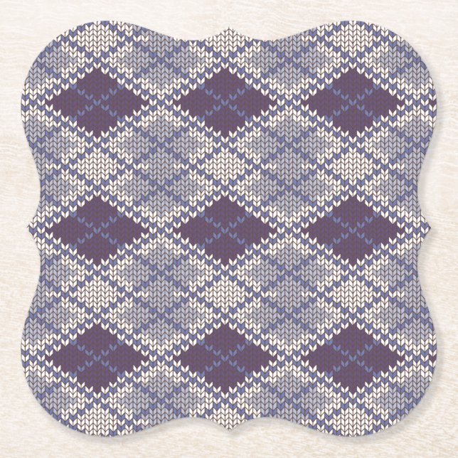 PLUM ARGYLE KNIT Bracket Paper Coasters (Front)