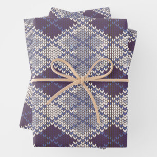 PLUM ARGYLE KNIT Flat Sheet Wrapping Paper