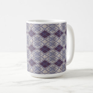 PLUM ARGYLE KNIT Tall White Mug