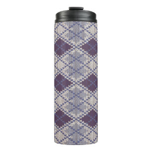 PLUM ARGYLE KNIT Thermal Tumbler