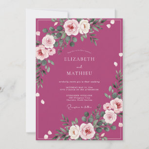 Plum Artistic Floral Flourish Wedding Invitation