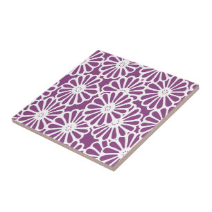 Plum Asian Moods Floral Tile