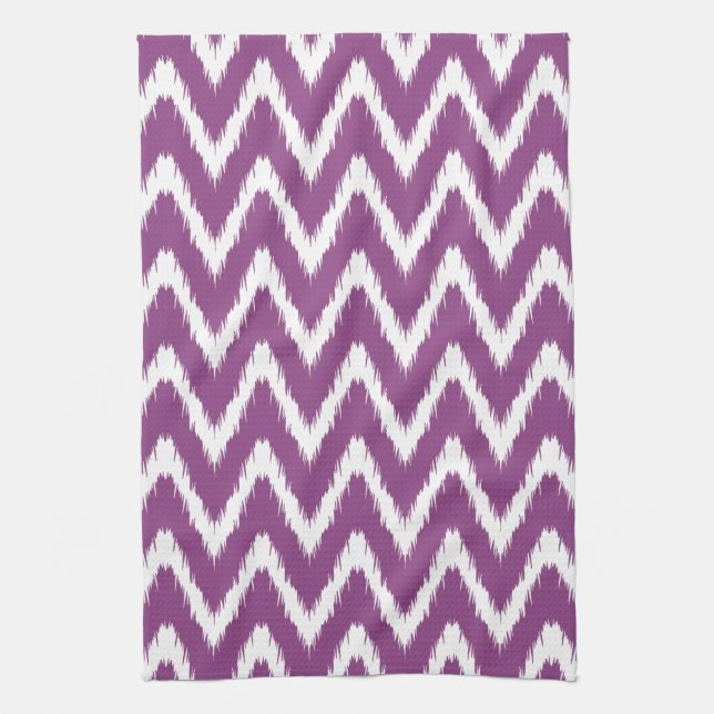 Plum Asian Moods Ikat Chevrons Tea Towel (Vertical)